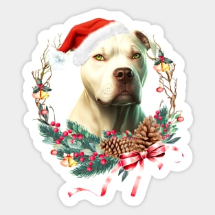 Christmas Dog White Pitbull Sticker